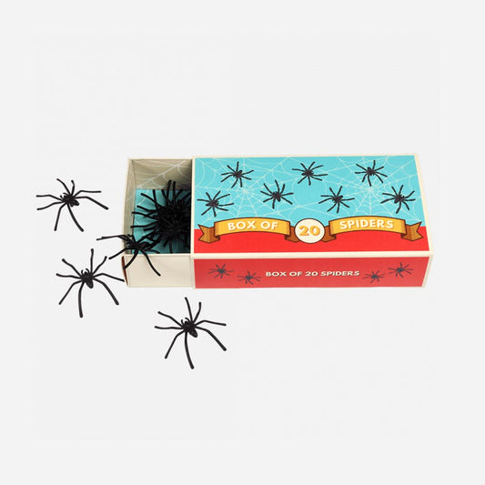 20 araignées en plastique noir : decoration soirée Halloween