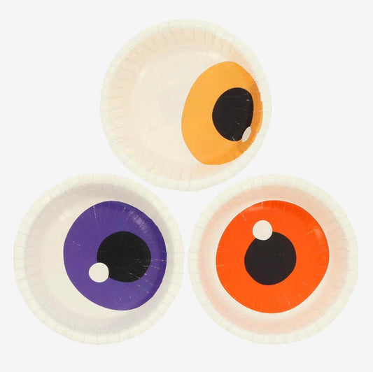 8 bols en carton yeux colorés pour déco table halloween ou anniversaire monstre