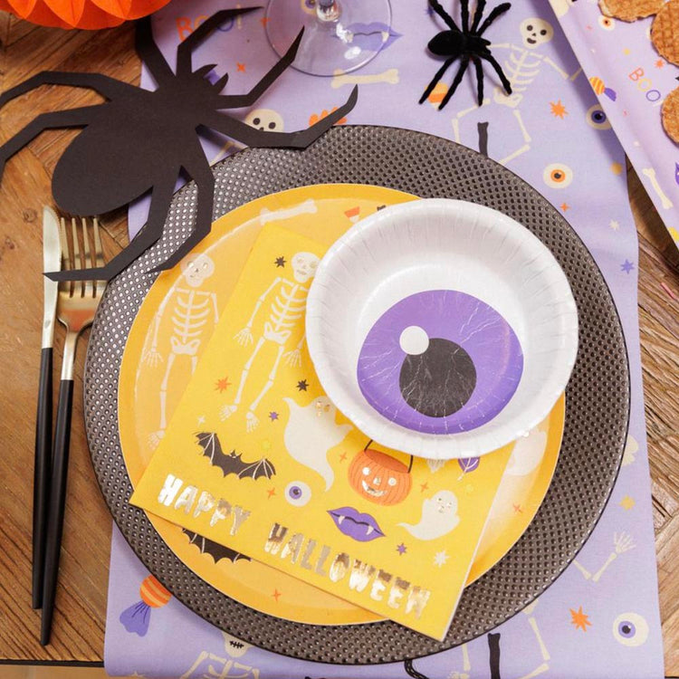 8 bols en carton yeux colorés pour déco table fête déguisée halloween ou monstre