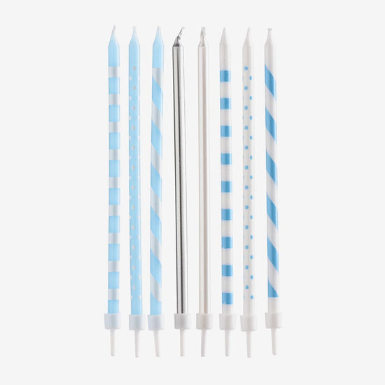 16 bougies anniversaire bleu et argent : deco gateau anniversaire