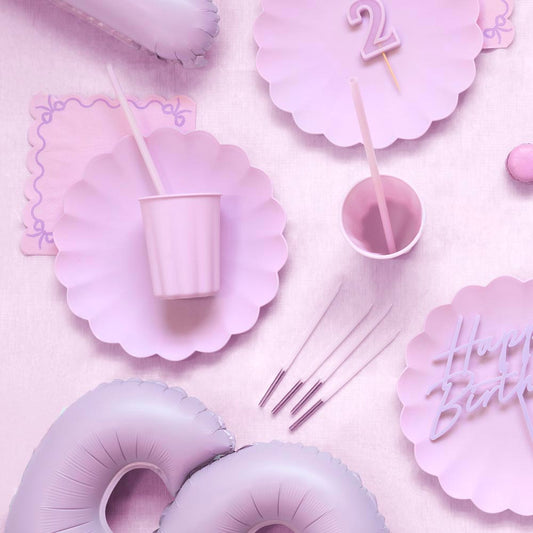 Bougie anniversaire : 12 bougies mauve et doré