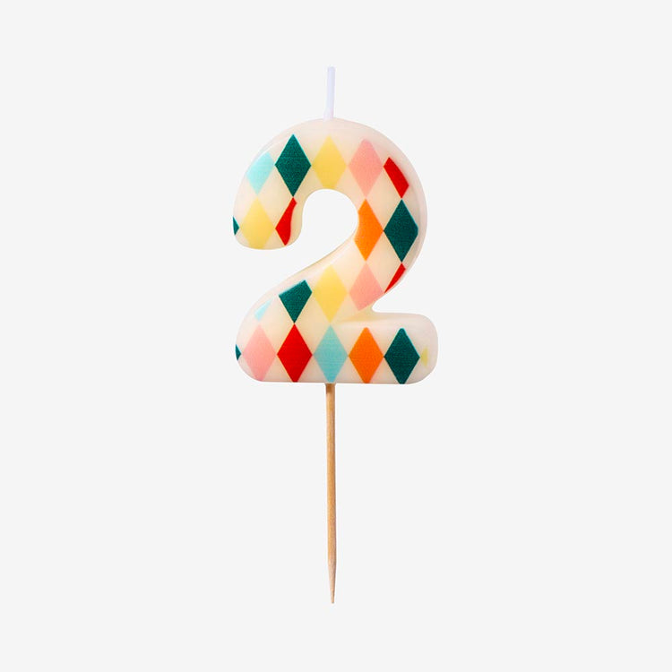 Bougie d'anniversaire : bougie losanges colorés