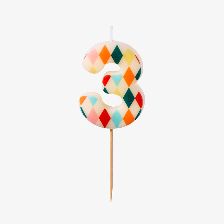 Bougie d'anniversaire : bougie losanges colorés