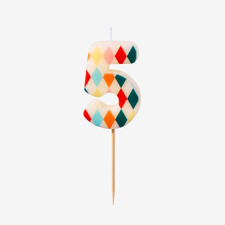 Bougie d'anniversaire : bougie losanges colorés