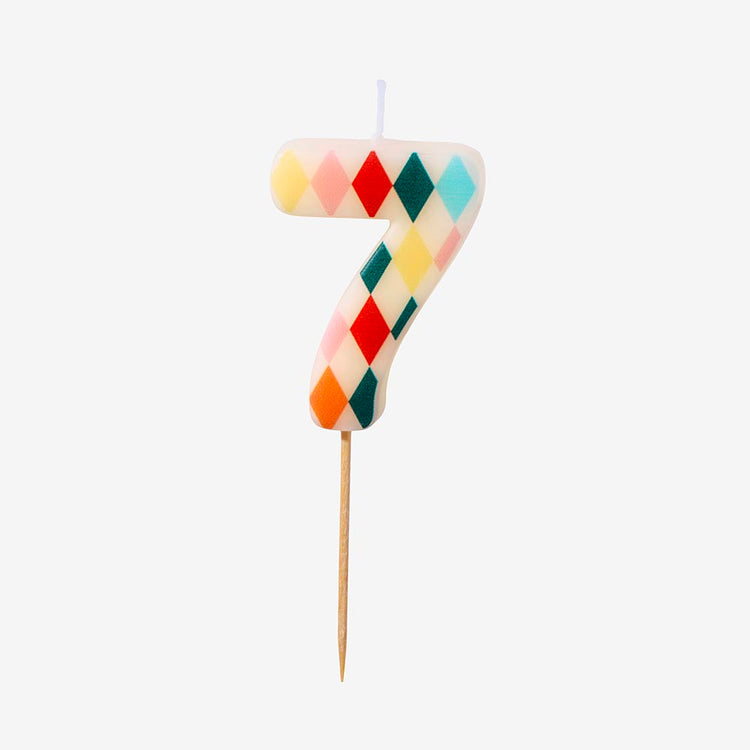 Bougie d'anniversaire : bougie losanges colorés