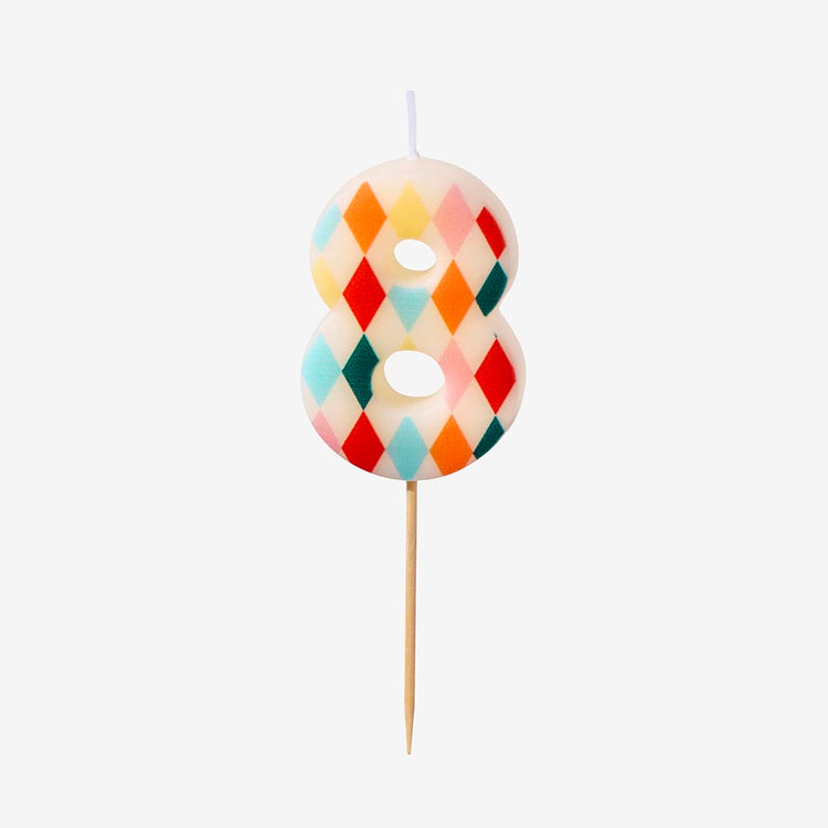 Bougie d'anniversaire : bougie losanges colorés