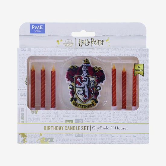 7 bougies anniversaire Gryffondor : decor gateau harry potter