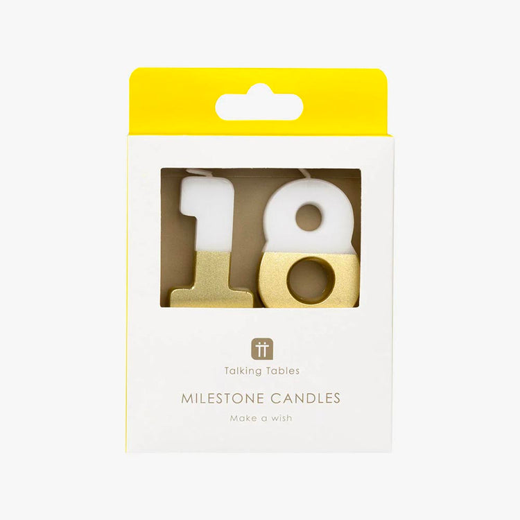 Bougie anniversaire :  Bougies 18 ans dorées