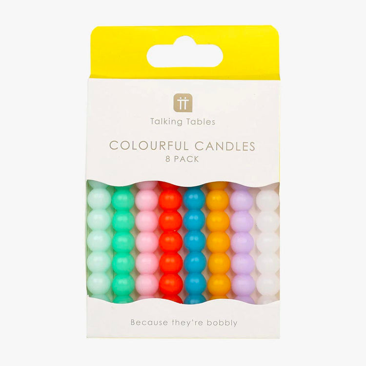 8 bougies colorées rondes, décoration gâteau d'anniversaire