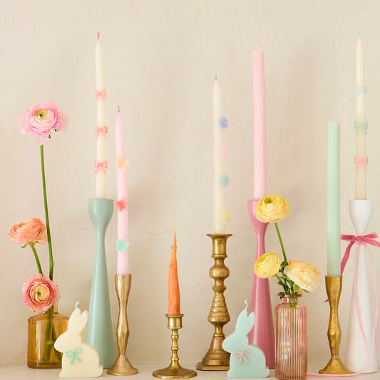 Bougie décorative : 2 bougies noeuds pastel