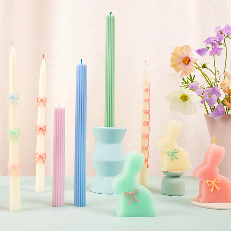Bougie décorative : 2 bougies noeuds roses
