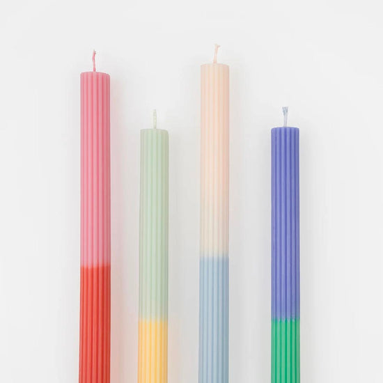 Lot de 4 bougies bicolores pour gâteau ou centre de table