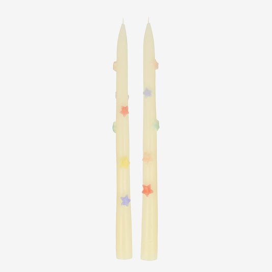 Bougie décorative : 2 bougies étoiles pastel