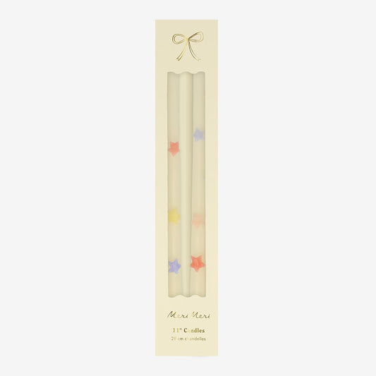 Bougie décorative : 2 bougies étoiles pastel