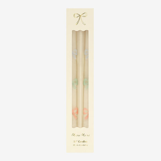 2 bougies noeuds pastel idéal pour anniversaire printanier