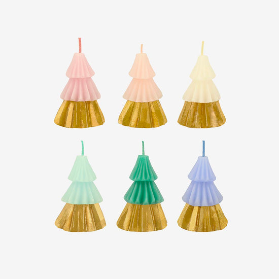 6 sapins pastel et dorés : décoration  de table noël chic