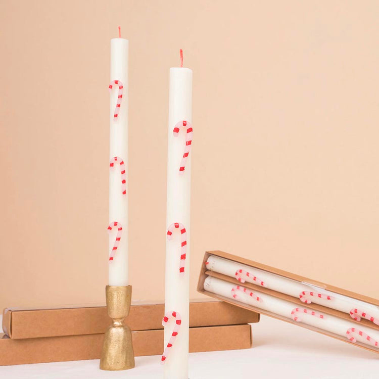 2 bougies décorative sucre de canne pour noël