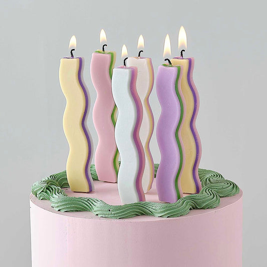 6 bougies anniversaire wavy pastel