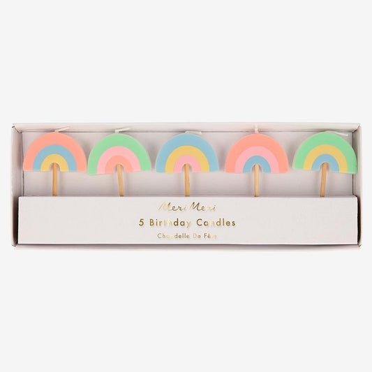 Bougie anniversaire : 5 bougies arc-en-ciel