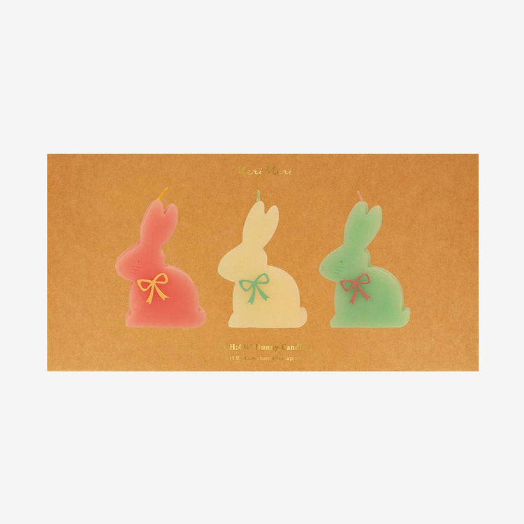 3 bougies lapin pastel - decoration de pâques originale