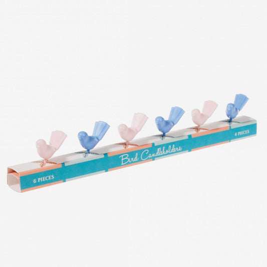 6 porte-bougies oiseaux parfait pour déco d'anniversaire