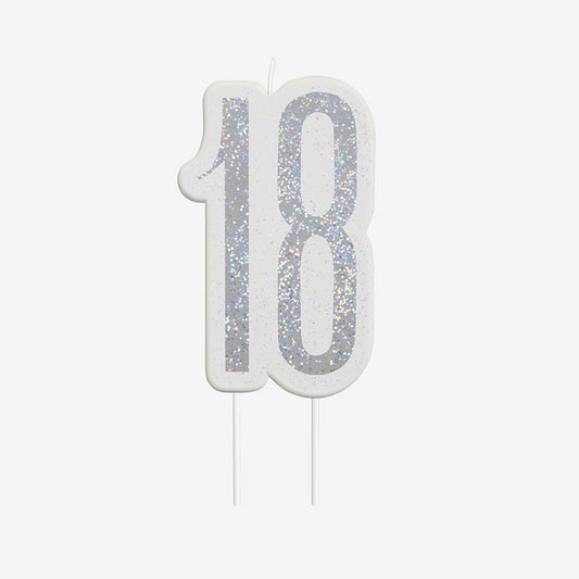 Candela argento 18° compleanno: decorazione torta 18° compleanno
