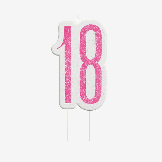 Bougie anniversaire 18 rose : decor gateau anniversaire 18 ans