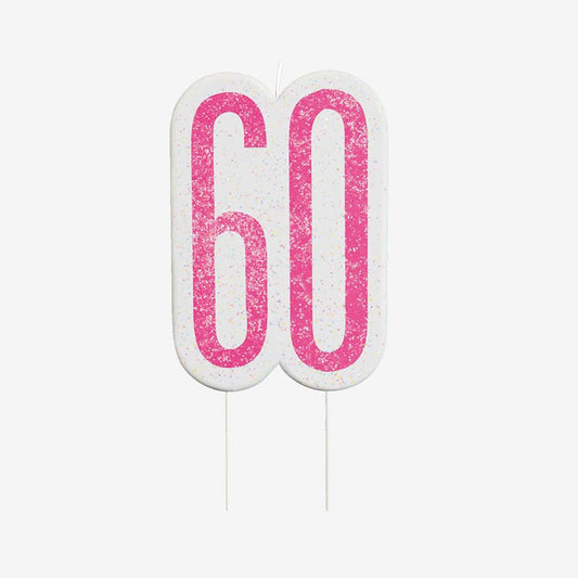 Bougie anniversaire 60 rose : decoration de gateau anniversaire