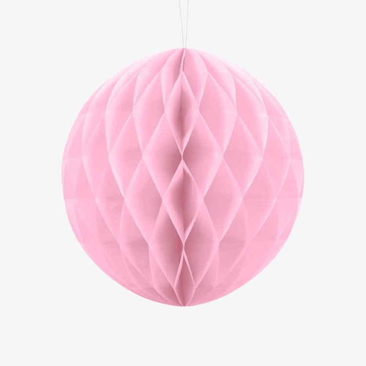 Lampion papier : 1 boule alvéolée rose clair (20 cm) idéale pour une décoration