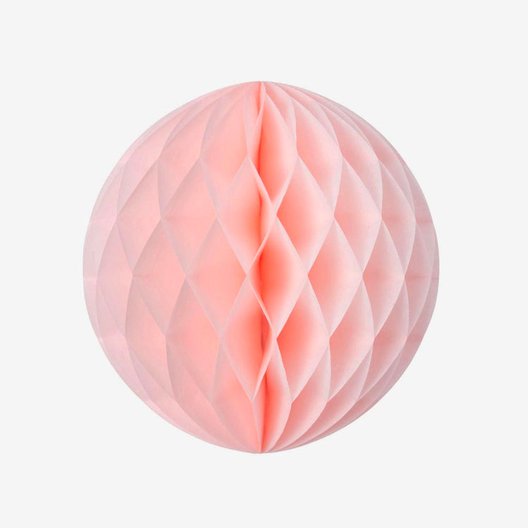 Lampion papier : boule alvéolée rose vintage décoration anniversaire enfant
