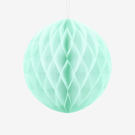 Lampion papier : 1 boule alvéolée vert clair (20 cm) idéale pour une décoration