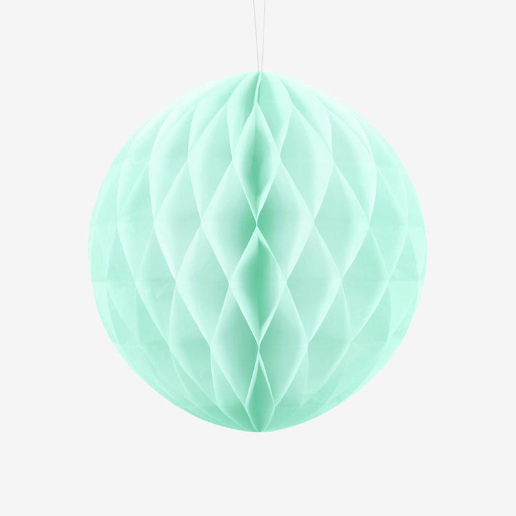 Lampion papier : 1 boule alvéolée vert clair (20 cm) idéale pour une décoration