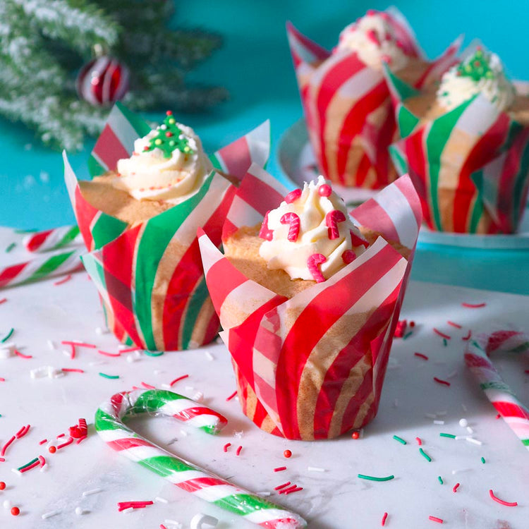 24 caissettes à cupcake couleurs de Noël parfait pour table festive