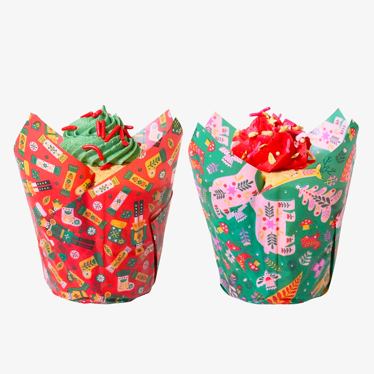 24 Christmas cupcake cases