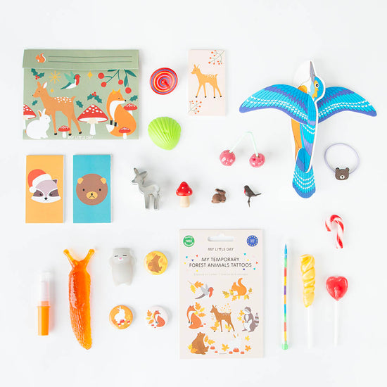 Kit 24 cadeaux calendrier oiseaux et animaux des bois: calendrier de l'avent personnalisé