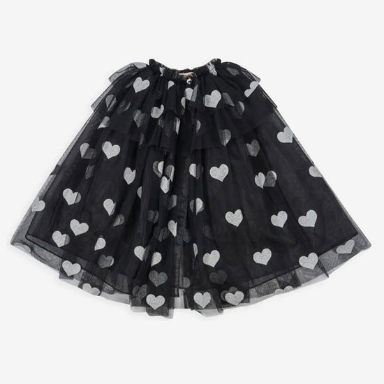 Cape noire à coeurs argentés : cadeau anniversaire enfant