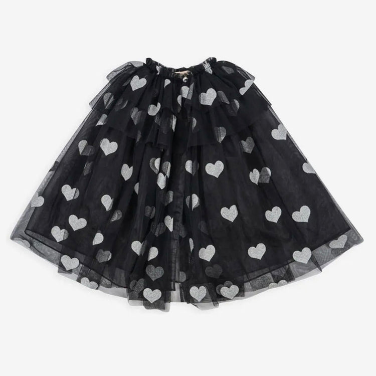 Cape noire à coeurs argentés : cadeau anniversaire enfant