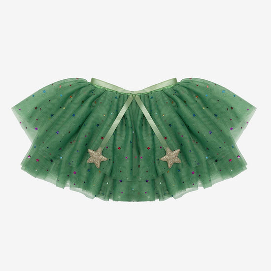 Cape sapin de Noël verte en tulle : deguisement noel enfant