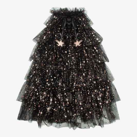 Cape tulle noire avec étoiles : idee cadeau anniversaire enfant