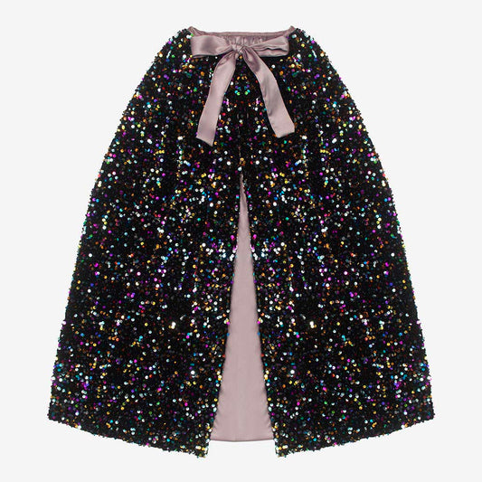 Cape noire à sequins : accessoire deguisement halloween