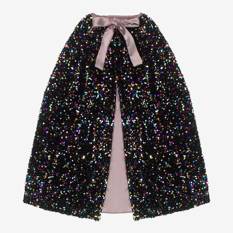 Cape noire à sequins : accessoire deguisement halloween