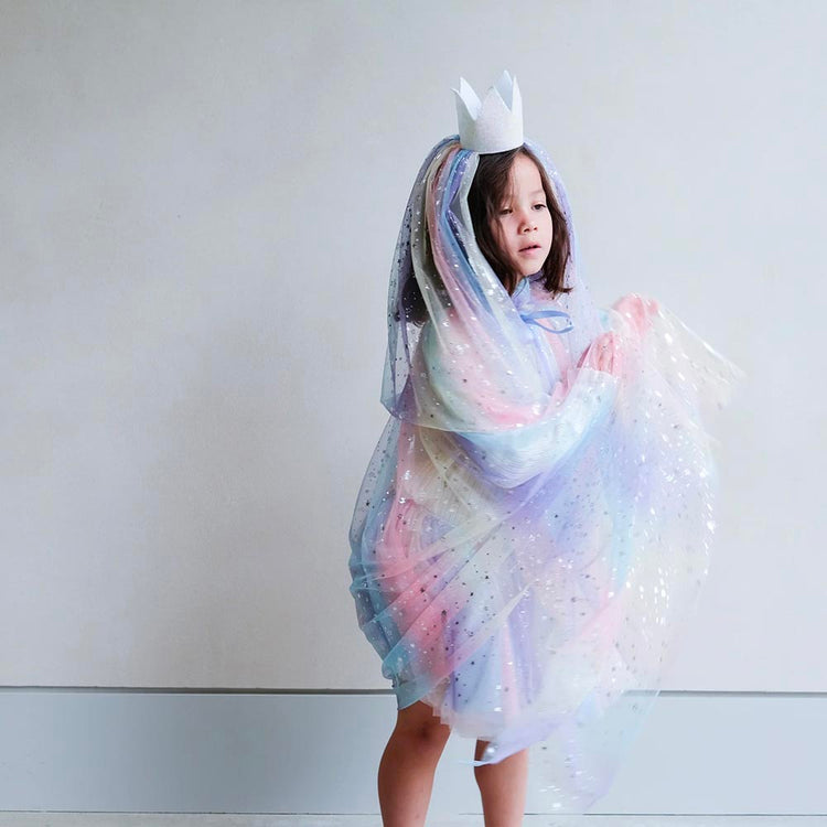 Long pastel sequin cape