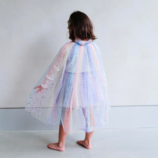 Long pastel sequin cape