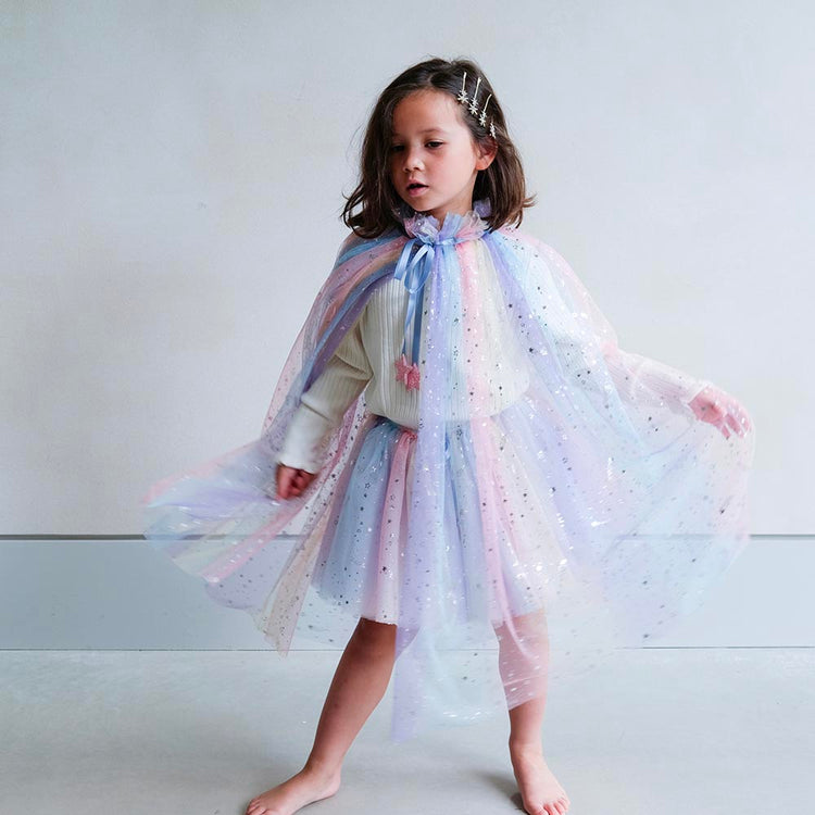 Long pastel sequin cape