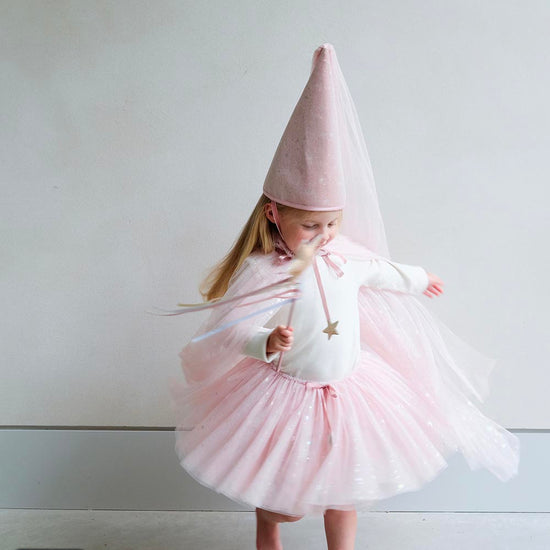 Cape longue rose scintillant : idée cadeau de Noël enfant