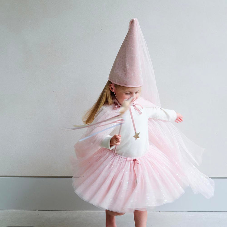 Cape longue rose scintillant : idée cadeau de Noël enfant