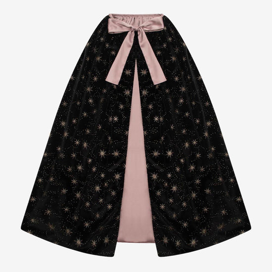 cape noire velours pailletée cadeau d'anniversaire pour un deguisement de sorciere ou halloween