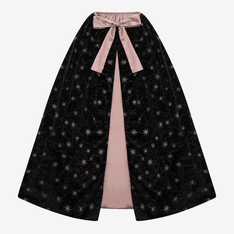 cape noire velours pailletée cadeau d'anniversaire pour un deguisement de sorciere ou halloween