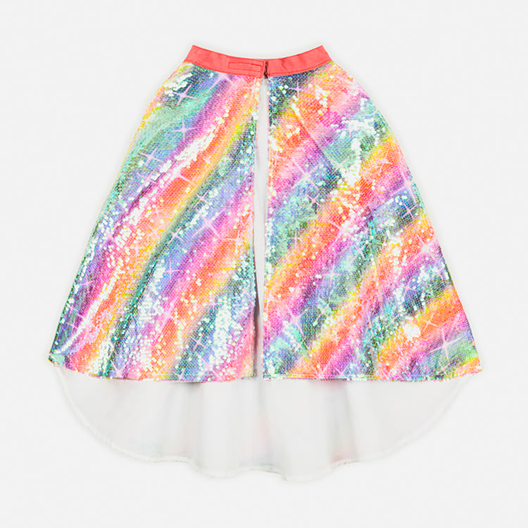 Cape arc-en-ciel à sequins : accessoire deguisement fille originale