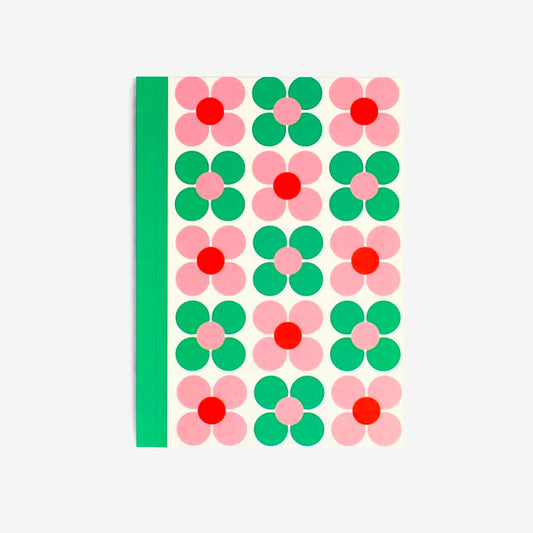 Carnet de notes avec 68 pages à motif de fleurs roses et vertes